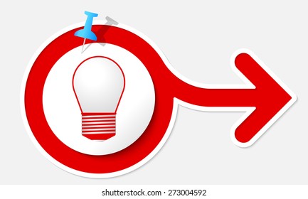 Abstract arrow with white frame and bulb