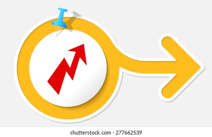Abstract arrow with white frame and flash