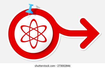 Abstract arrow with white frame and science symbol