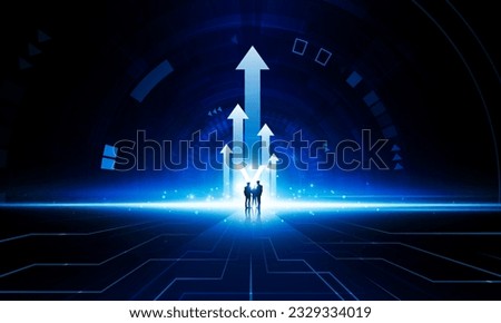 Abstract arrow up of yuan key door or interest open businessman Light technology background Hitech communication concept innovation background vector design. 