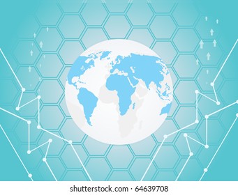 abstract arrowhead background with globe, illustration