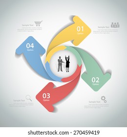 Abstract arrows 4 steps. Can be used for workflow layout, banner, diagram, web design, infographic Vector eps10.