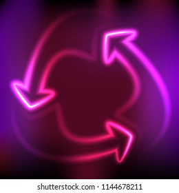 Abstract arrows circle neon corporate concepts. Glow light effect on purple background. Vector illustration EPS 10 for business workflow layout, web banner template, magazine, brochure design elements