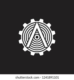 abstract arrows cog shape logo vector