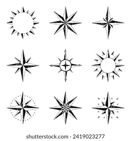 Abstract arrows for compass icon. Geography direction simple pictogram texture with shadow isolated on white background
