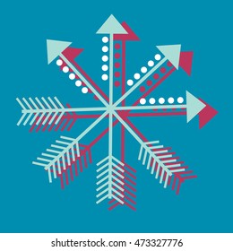 abstract arrows in different directions on the blue background