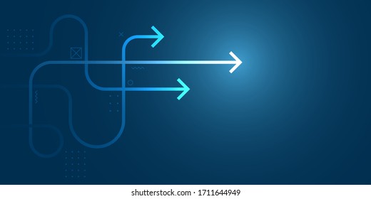 Abstract arrows direction illustration, copy space composition, business leader concept.
