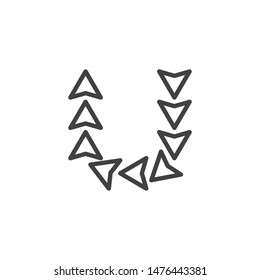 Abstract arrows direction line icon. linear style sign for mobile concept and web design. Arrows indicate outline vector icon. Symbol, logo illustration. Vector graphics
