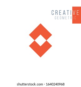 Abstract arrows up and down squares logo design. Company brand identity. Stock Vector illustration isolated on blue background.