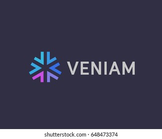 Abstract arrows element logotype. Universal team logistic media line vector logo