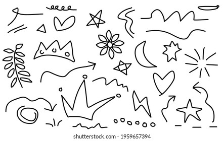 Abstract arrows, elements in hand drawn style for concept design. Doodle illustration. template for decoration Vector