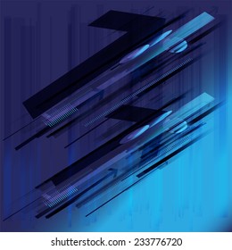 Abstract arrows fly blue background