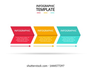 Abstract arrows of graph, diagram with 3 steps, options, parts or processes. Vector business template for presentation.