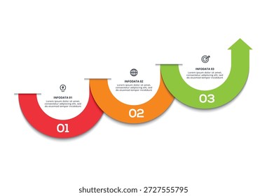 Abstractas flechas de gráfico, diagrama con 3 pasos, opciones, partes o procesos. Vector Plantilla de negocios para la presentación