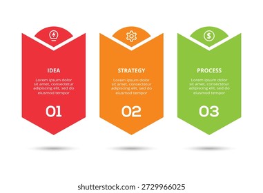 Abstractas flechas de gráfico, diagrama con 3 pasos, opciones, partes o procesos. Vector Plantilla de negocios para la presentación