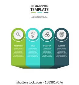 Abstract arrows of graph, diagram with 4 steps, options, parts or processes. Vector business template for presentation.