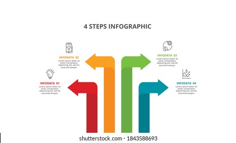 Abstract arrows of graph, diagram with 4 steps, options, parts or processes. Vector business template for presentation