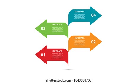 Abstract arrows of graph, diagram with 4 steps, options, parts or processes. Vector business template for presentation