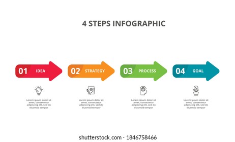 Abstract arrows of graph, diagram with 4 steps, options, parts or processes. Vector business template for presentation