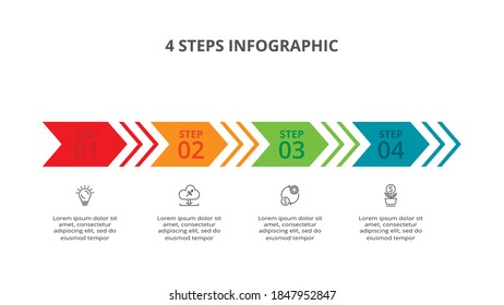 Abstract arrows of graph, diagram with 4 steps, options, parts or processes. Vector business template for presentation