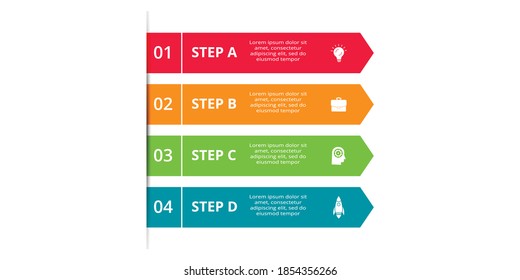 Abstract arrows of graph, diagram with 4 steps, options, parts or processes. Vector business template for presentation