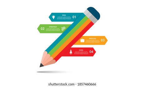 Abstract arrows of graph, diagram with 4 steps, options, parts or processes. Vector business template for presentation