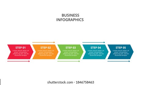 Abstract arrows of graph, diagram with 5 steps, options, parts or processes. Vector business template for presentation