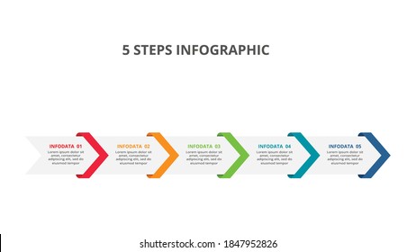 Abstract arrows of graph, diagram with 5 steps, options, parts or processes. Vector business template for presentation