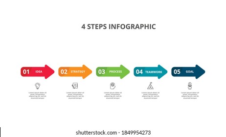 Abstract arrows of graph, diagram with 5 steps, options, parts or processes. Vector business template for presentation