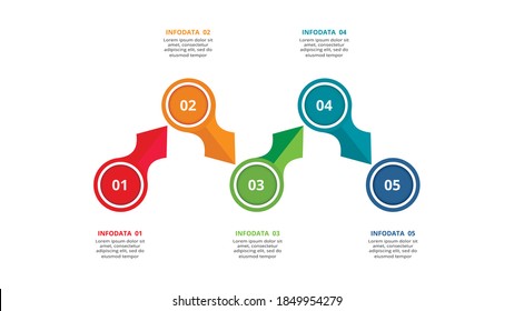 Abstract arrows of graph, diagram with 5 steps, options, parts or processes. Vector business template for presentation