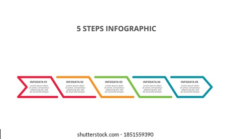Abstract arrows of graph, diagram with 5 steps, options, parts or processes. Vector business template for presentation