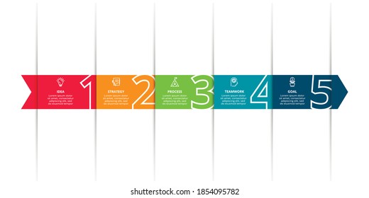 Abstract arrows of graph, diagram with 5 steps, options, parts or processes. Vector business template for presentation