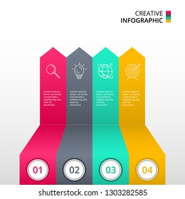 Abstract arrows of graph, diagram with steps, options, parts or processes. Vector business template for presentation. Creative concept with 4 options for infographic.