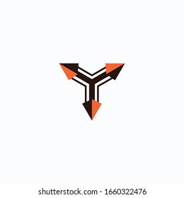 Abstract arrows. Abstract letter Y. Vector logo template