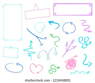 Abstract arrows. Multicolored infographic tables isolated on white. Set of different indicator signs and pointers