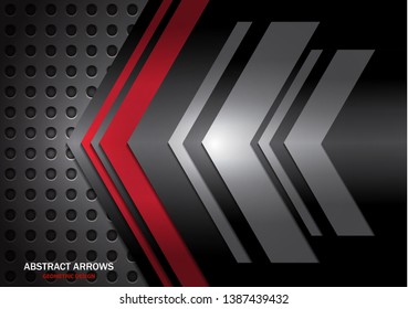 Abstract arrows on metal circle grid texture background of modern luxury futuristic creative. Techno Arrow Background, Vector Pattern Design