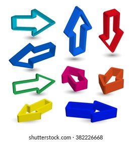 Abstract arrows on white background. Set of colorful arrows.