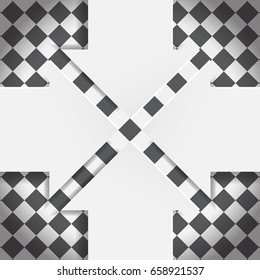 Abstract arrows paper cut style on black and white checkerboard background.Business strategy infographic concept.Vector illustration.