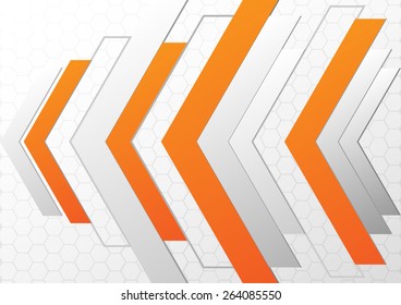 abstract  arrows paper on hexagon pattern and grey background