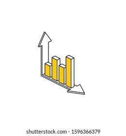 Abstract arrows up right. Vector line, 3d stroke isometric, color web icon, new flat style. Creative illustration design, abstract idea for infographics.