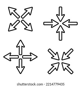 Abstract arrows set. Cross symbol. Vector illustration. stock image. 