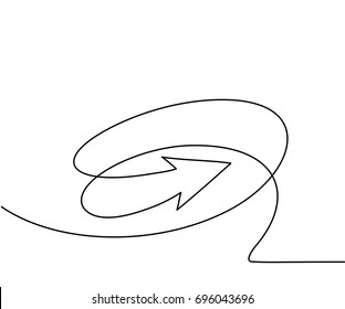 Abstract Arrows Sign. Continuous Line Drawing Icon. Vector Illustration