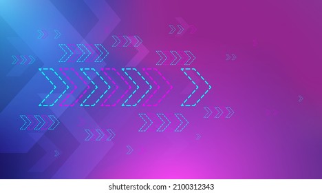 Abstract arrows sign with neon light background