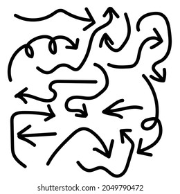 Abstract arrows with various directions.