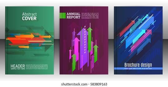 Abstract arrows vector brochure template. Flyer with arrows, stripes motion and dynamics. Cover layout with flat style. Modern design for poster and banner. Annual report design templates. Vector eps