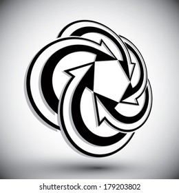 Abstract arrows vector symbol, vector graphic design template, vector 3d single color icon.