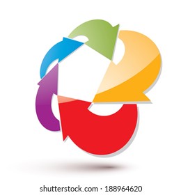 Símbolo vector de flechas abstractas, plantilla de diseño gráfico vectorial, icono vectorial 3d.