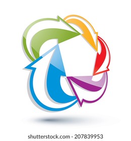 Abstract arrows vector symbol, vector graphic design template, vector 3d icon.