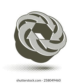 Abstract arrows vector symbol, vector graphic design template, vector 3d single color icon.