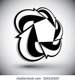 Abstrakte Pfeile, Vektorsymbol, Grafikdesign-Vorlage, 3D-Symbol mit einer einzigen Farbe.